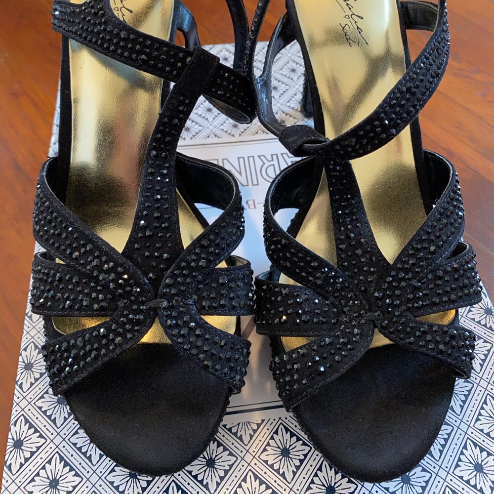 Thalia-blk crystal platform heels 9.5M